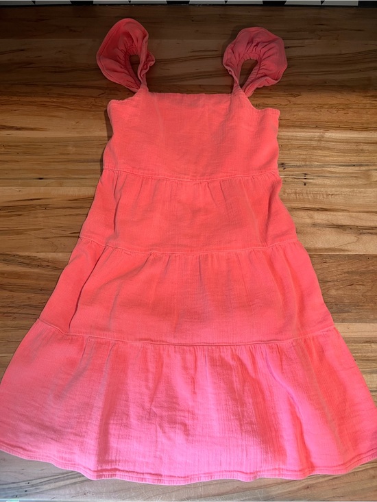 Vineyard Vines Other - Vineyard Vines Girls Coral Tiered Cotton Dress Sz 10 Puff Sleeve Summer Beach